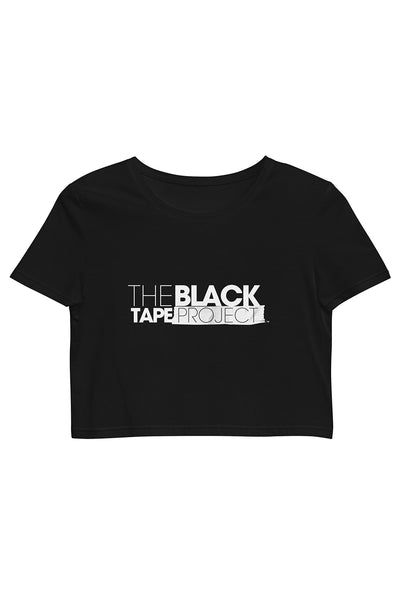 Women's Organic Cotton Black Tape Project Crop Top T-Shirt