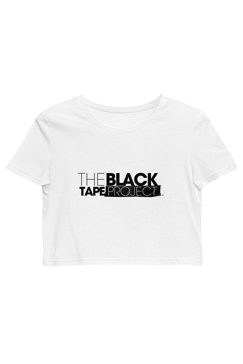 Women's Organic Cotton Black Tape Project Crop Top T-Shirt